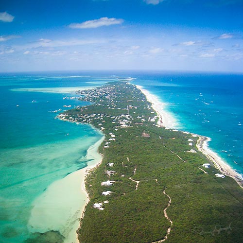 Aerial view of Harbour Island Bahamas.